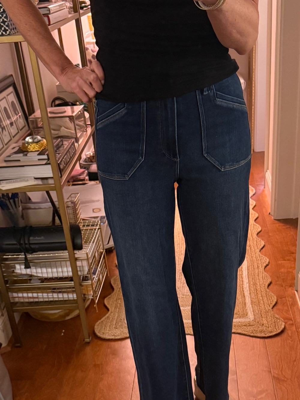 PAIGE Anessa 31” Wide-Leg Jean Welt utility pockets raw hem Live Forever Sz 26 - Picture 4 of 5